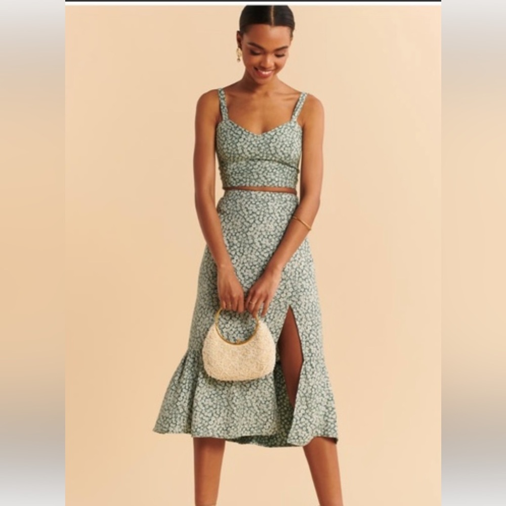 Abercrombie & Fitch Ruffle Hem Floral Midi Skirt and Top **SET**